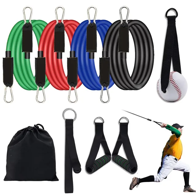 9 PCS Baseball Training Resistance Bands Set, Latex Tube Bands with Interchangeable Grips Enhance Arm Strength & Pitching