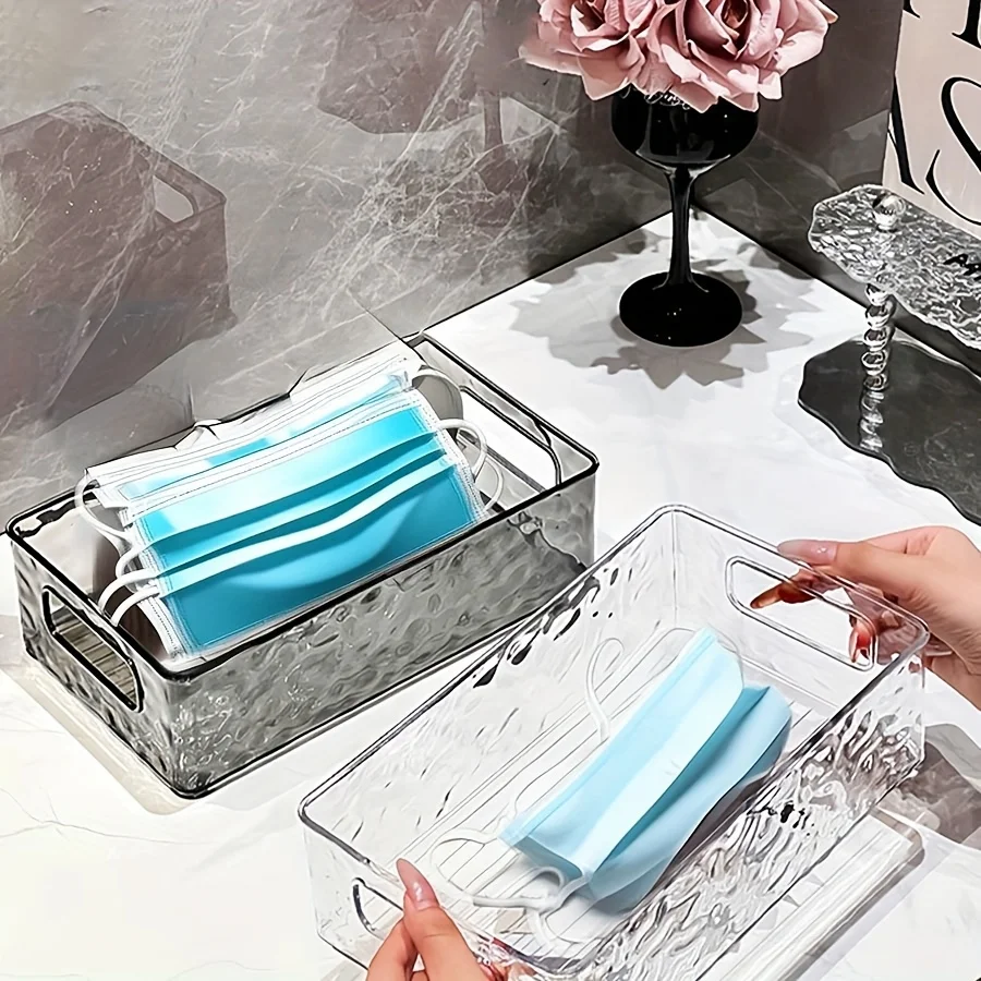 Acrylic Storage Box Desktop Cosmetics Transparent Plastic Box Dormitory Household Facial Mask Skin Box Refrigerator Storage Box 4