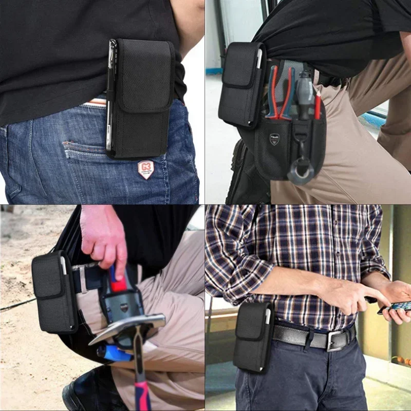 Cell Phone Holster Tactical with Free Buckle Protable Wallet Card Waist Pack Outdoor Sports Nylon Carrying Case