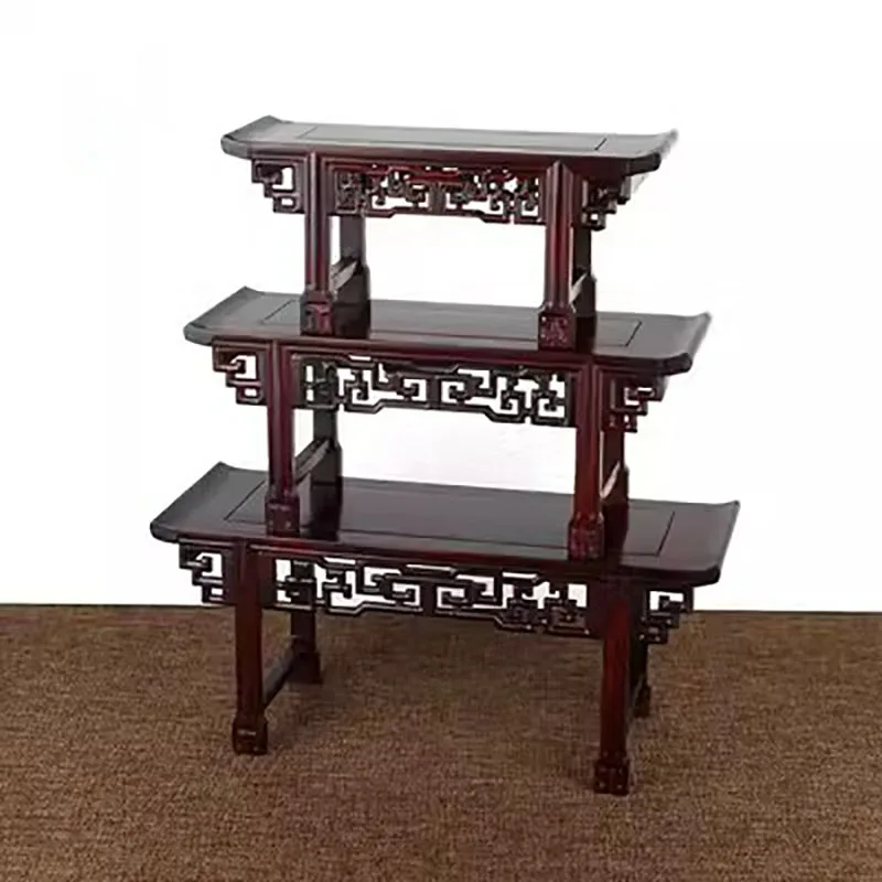 Small Mahogany Buddha Table, Solid Wood Vase, Bonsai Base, Miniature Raised Head