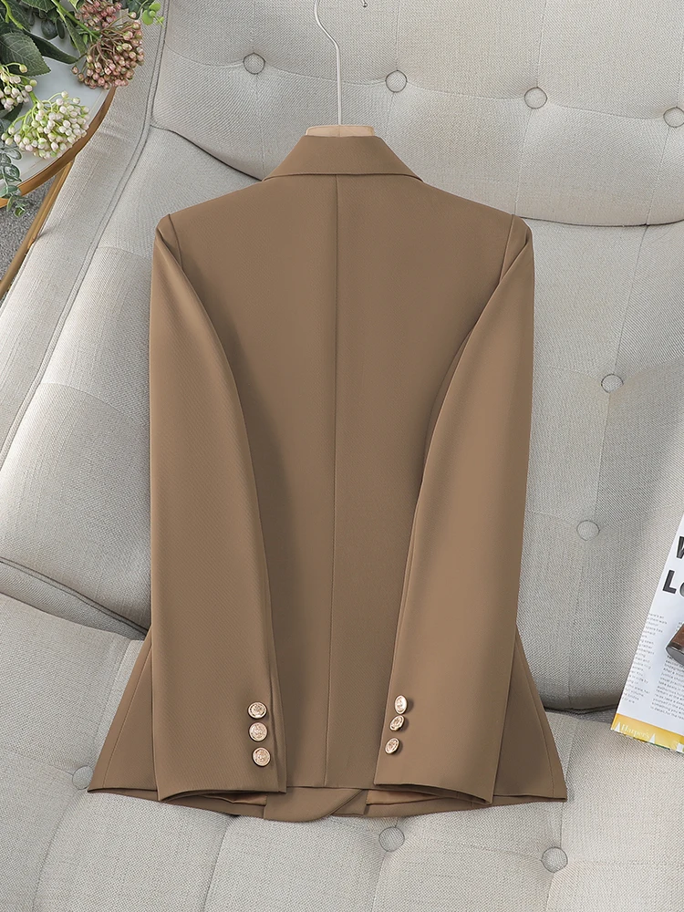 ZJYT Fashion Spring Notched Blazers Mujer Women Office Work Jacket Coat Plus Size Long Sleeve Blue Casual Daily Veste Femme