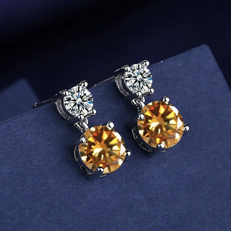 925 Sterling Silver Geometric Stylish Simple Round Zircon Multicolor Women's Daily Elegance Stud Earrings