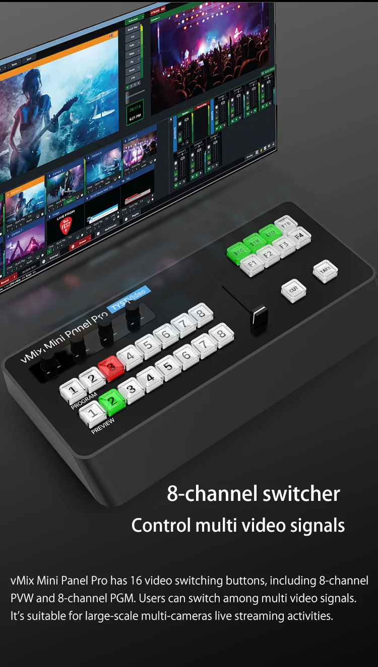 TYST Video Vmix Mini Pro Switcher BDM Control Panel MIDI2.0 Video Recording Swit