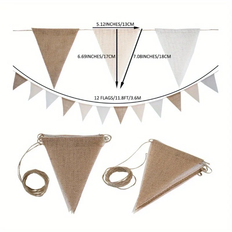 Birthday Linen Banner Multicolor Triangles Flags Hanging Pennant Decor Birthday Party Favor birthday banner party decorations