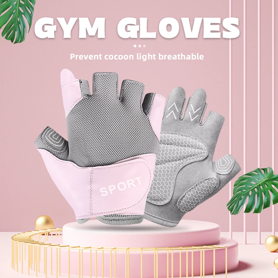 Cycling Gloves Pink Woman Half Finger GYM Gloves Bike Mitten 3D GEL Breathable Non-Slip Outdoor Sport Fitness Gloves 2
