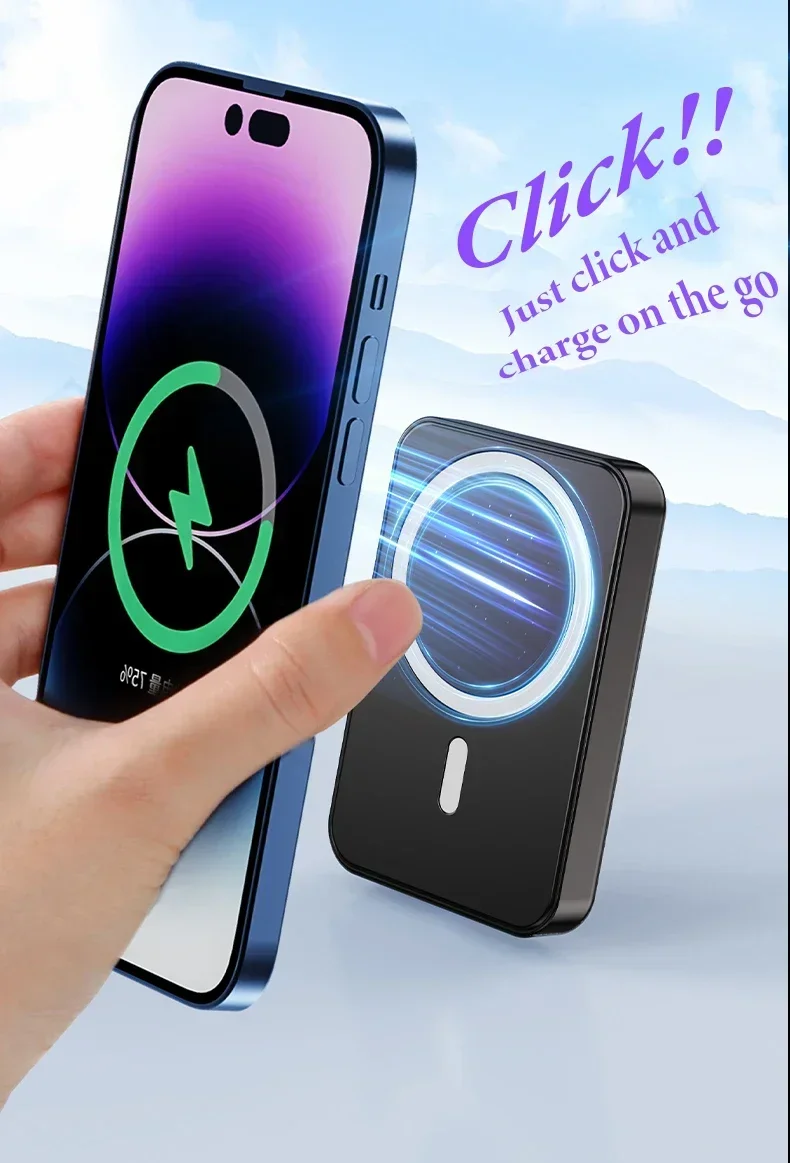 New Magnetic Power Bank External Auxiliary Spare Battery for IPhone 12 13 14 15 Portable Wireless Charger with Bracket Powerbank 13 S2d5b99e5b0474169be16f4e0a670a303t