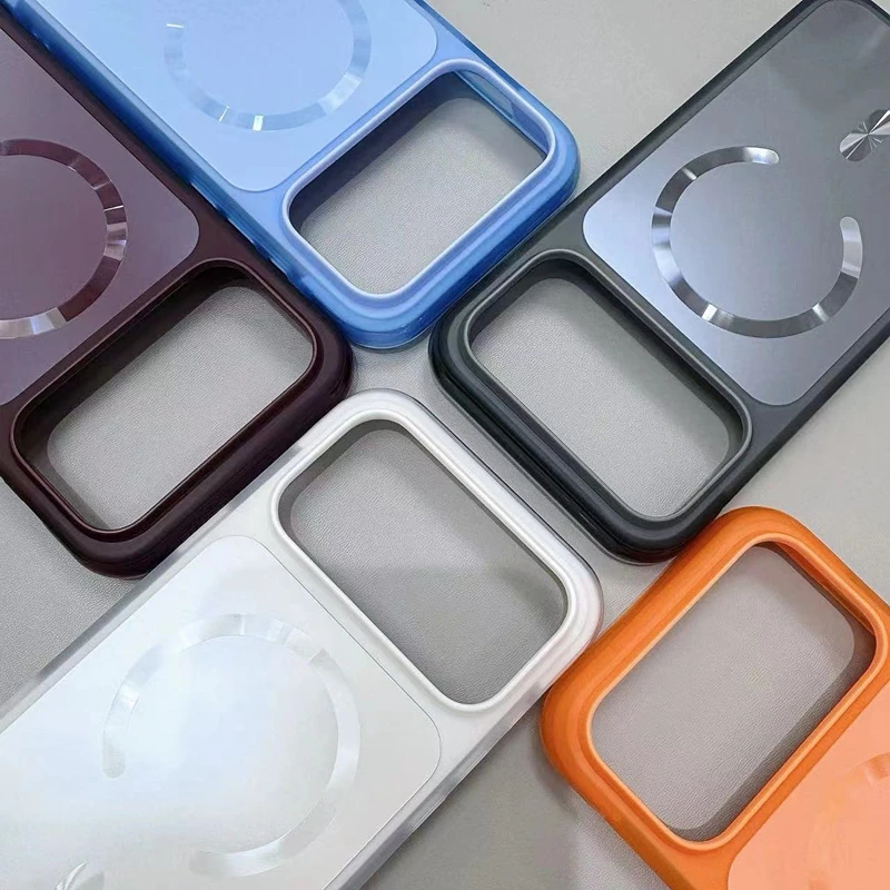 Magnetic Airbag Shockproof Phone Case with Wireless Charging - Matte Hard PC Armor Cover