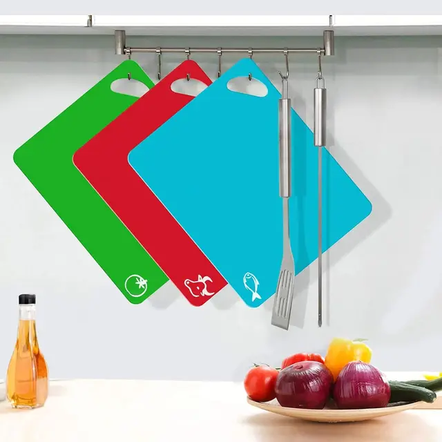 Kitchen Plastic Cutting Board Set - Extra Thick Flexible Cooking Cutting Mat, Non-slip Cutting Board 5