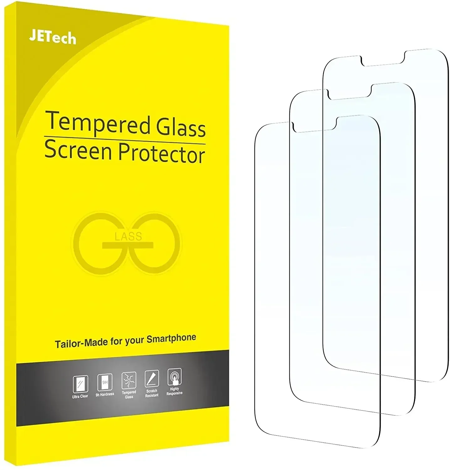 

Защитная пленка JETech для экрана, совместимая с iPhone 13 mini, 5,4 дюйма, пленка из закаленного стекла, 3 шт. в упаковке
