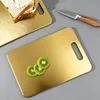 3pc Stainless Steel Gold Cutting Boards - Dishwasher Safe Chopping Board with Non-Slip, Juice Groove for Meat Fish Vegetables 3