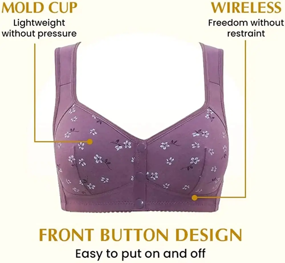 Charm Daisy Bras Front Snaps Women Wireless Brassiere Front Button