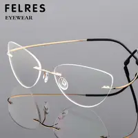 Lunettes de lecture œil de chat en alliage de titane sans limites pour femmes, Anti-lumière bleue, Prescription presbyte, lecteurs classiques féminins 3
