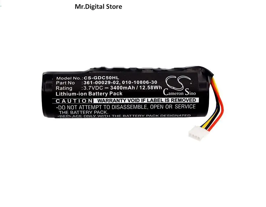 

Cameron Sino 3400mAh Battery 361-00029-02 for Garmin Alpha 100, DC50, GAA002, GAA003, GAA004, T5, TT10, TT10 Dog Device, TT15