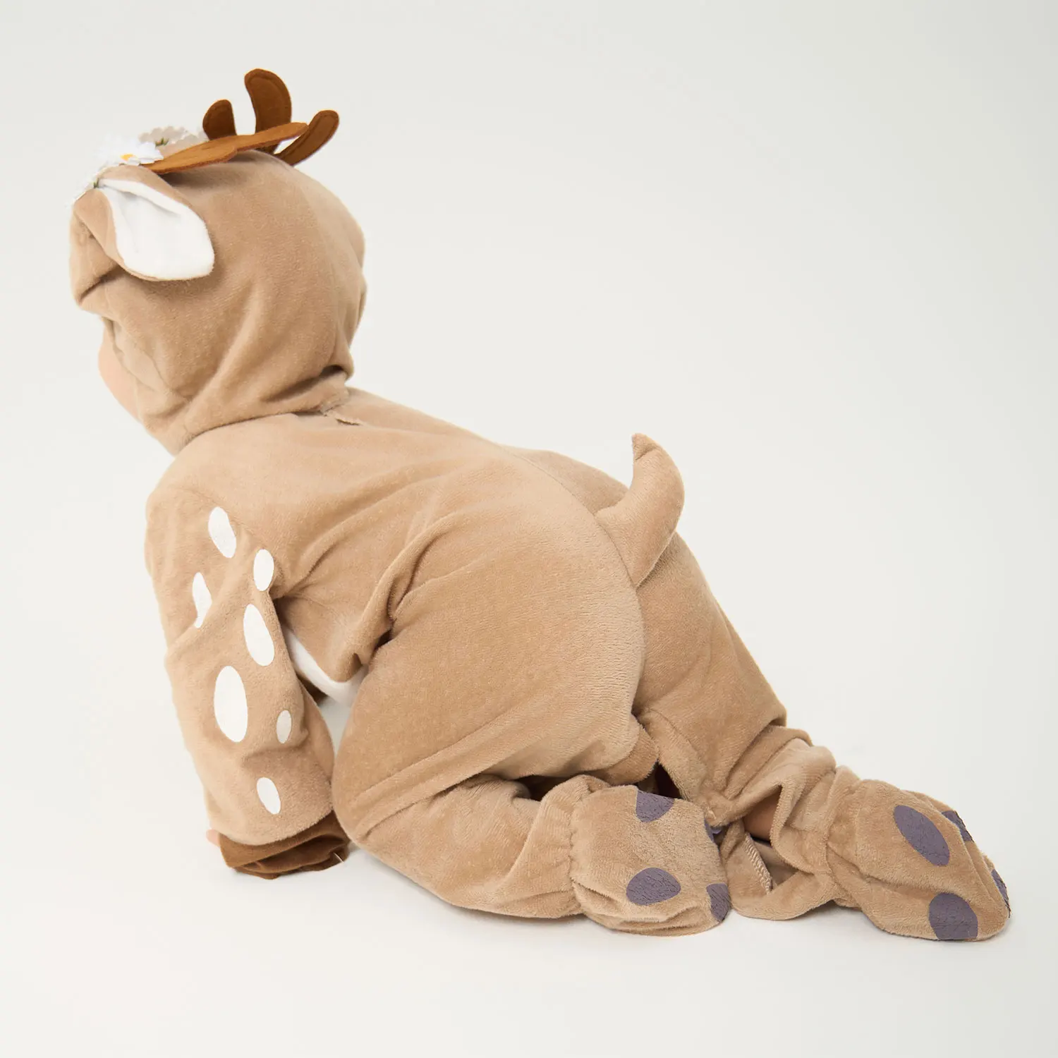 Umorden 6-12M 12-18M Infant Baby Fawn Deer Costume With Flowers Jumpsuit  Hood 2pcs/set Halloween Christmas New Year Costumes