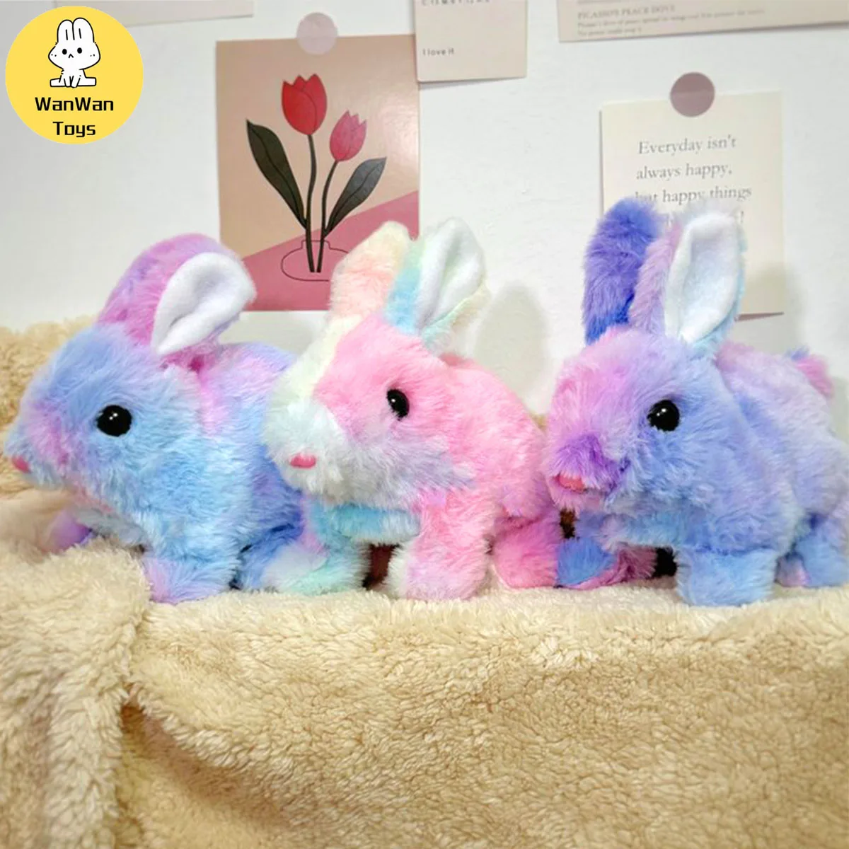 Electric plush toy bunny Easter gift for children men and women birthday camouflage random bunny birthday gift 4