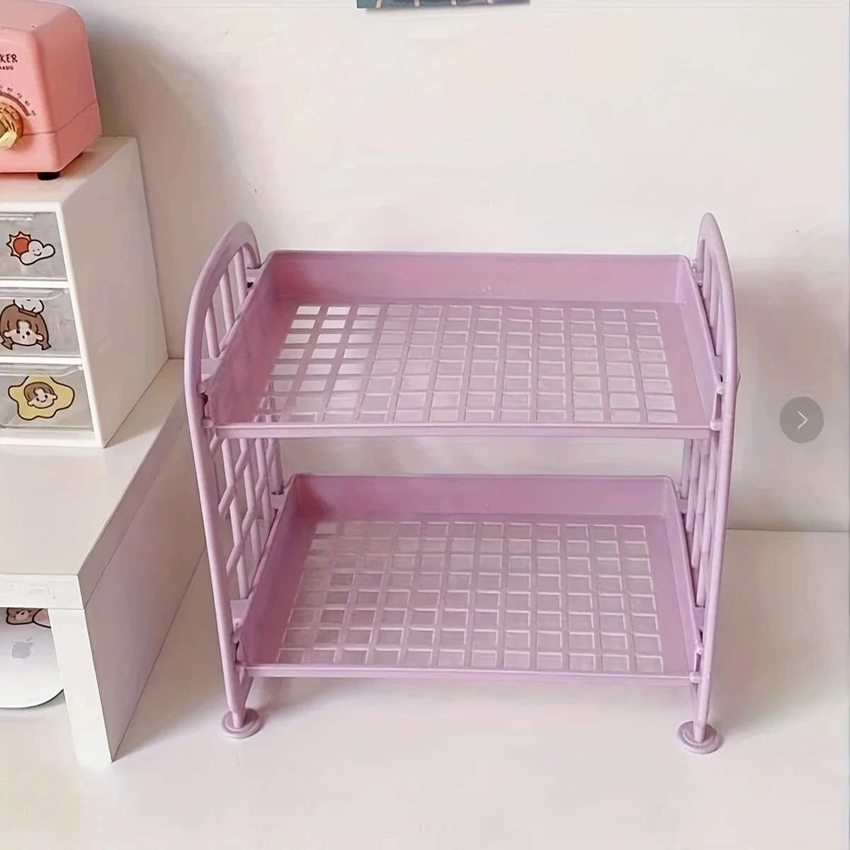 2 katmanlı çok fonksiyonlu plastik raf makyaj organizatör cilt bakımı için ofis mutfak yatak odası banyo iki katmanlı içi boş depolama rafı