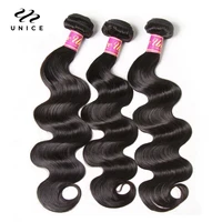 UNice corps vague paquets couleur naturelle 100% cheveux humains paquets coudre rapide tisse cheveux vierges 1/3/4 paquets affaire 1