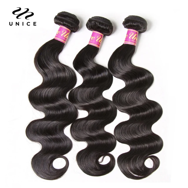 UNice corps vague paquets couleur naturelle 100% cheveux humains paquets coudre rapide tisse cheveux vierges 1/3/4 paquets affaire 1