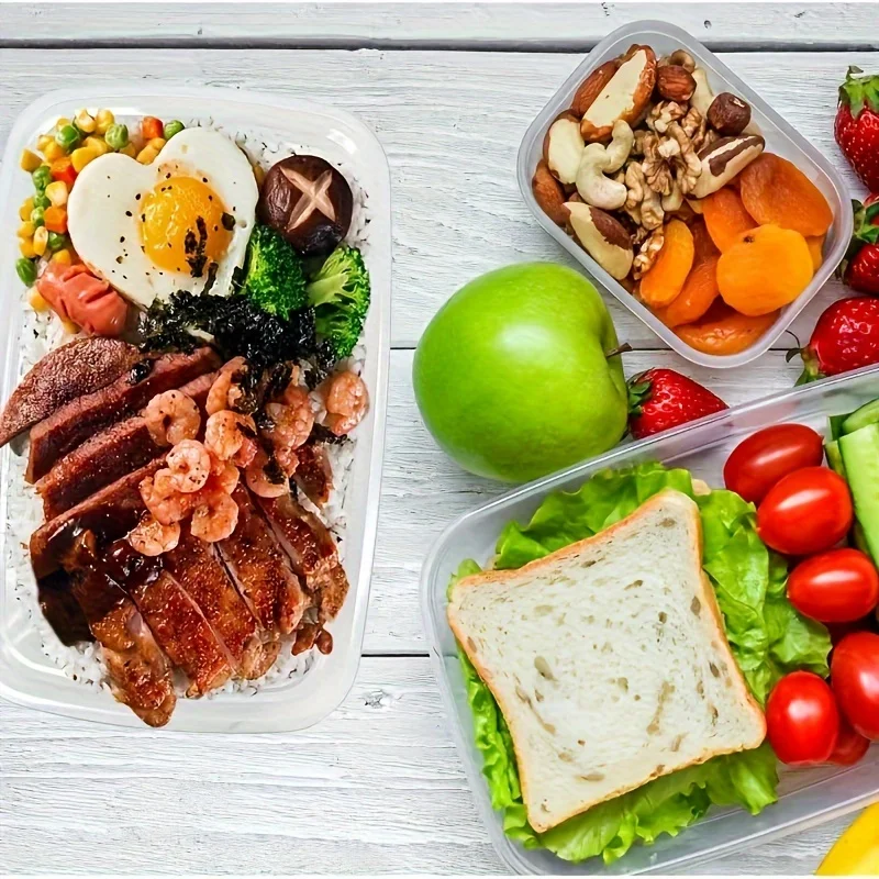 15 pcs (with lid)-Plastic Food Storage Containers, Bento Boxes, Lunch Boxes, Reusable Food Storage Containers