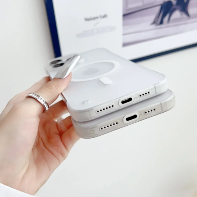 Ultra Thin Frameless Matte Magnetic Wireless Charging Translucent Case with Magsafe Compatibility