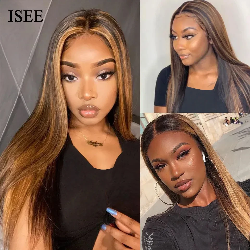 Wear And Go Glueless Wig Malaysian Straight Highlight Wig Preplucked 6x4 HD Lace Closure Glueless Ready To Wear human hair wig lace front wig human hair wigs