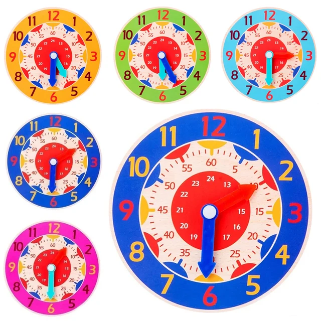 Kids Montessori Wooden Clock Toys Hour Minute Second Cognition Time Learning Teaching Aids Educational Toys for Children 1
