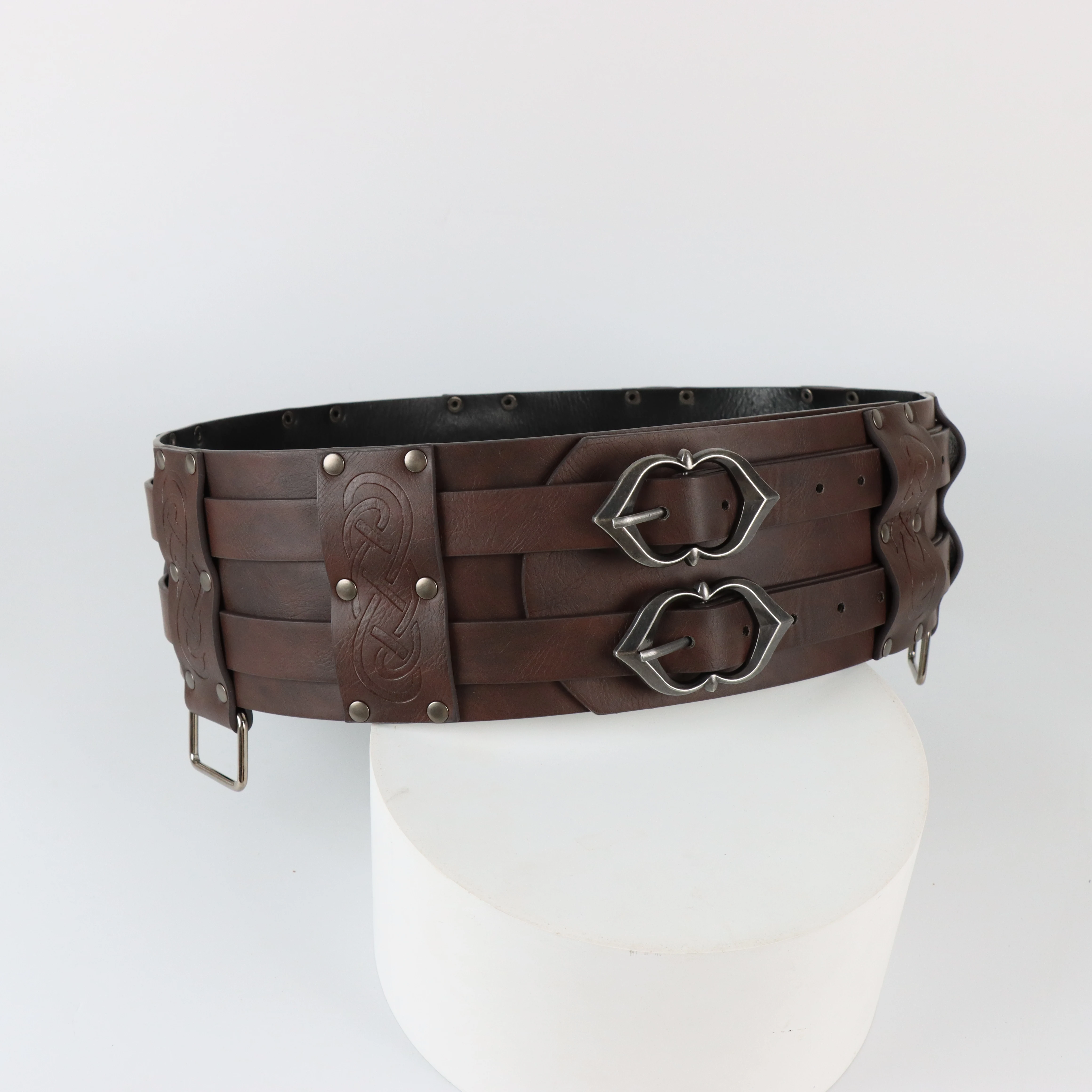 Vintage Viking Wide Belt Medieval Faux Leather Armor Belt Knight Corset LARP Halloween Costume Accessories Leather Belt Halloween Costume Prop