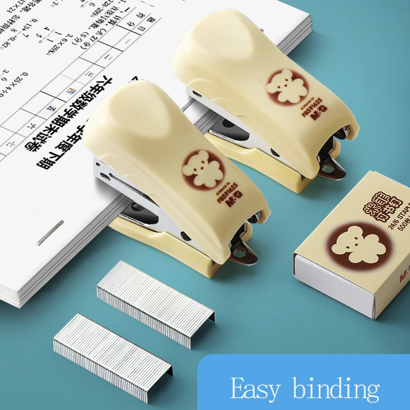 M&G Mini Stapler Set Portable Color Paper Binding Machine Uses 24/6 26/6 Staples Fashionable Stationery Office Supplies