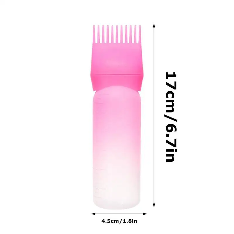Oil Comb Brush 6 Ounce Reusable Oil Applicator Shampoo Bottle Scalp Comb Root Container with Graduated Scale for Salons