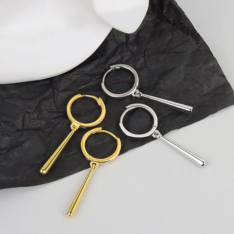 Long Strip Hoop Earrings for Women Water Drop New Trendy Statement Earring Jewelry Accessories