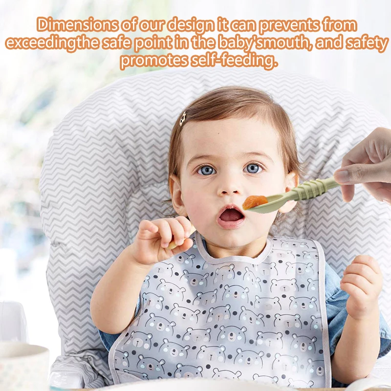 4pcs silicone baby food spoon, training spoon for babies over 6 months old, easy-to-grip tableware, Christmas gift 3