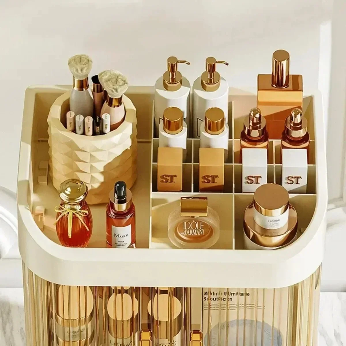 Makeup Storage Box Large Capacity Dressing Table Storage Rack Dust-proof Cosmetic Organizer Cosmetics Containe Drawer Organizer 4