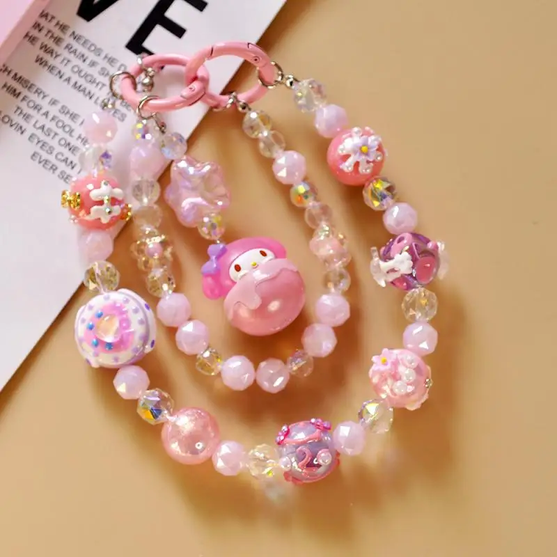 1pc Sanrio Y2K Hello Kitty Bracelet Kawaii Anime Jewelry Crystal Beads  Sweet Accessories Cute Gift