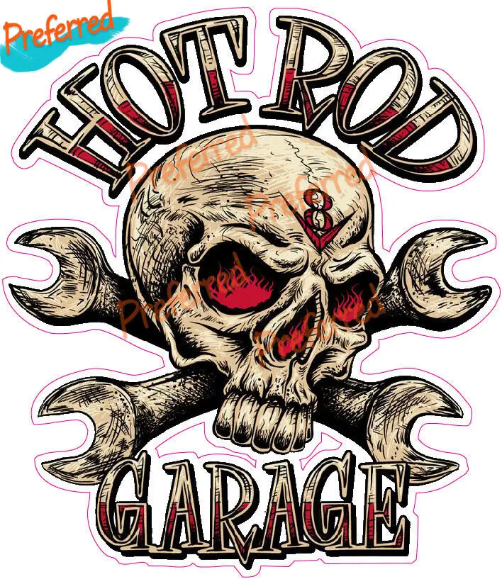 

Hotrod наклейка с черепом в гараже для всех ваших автомобилей Мотокросс грузовик окно бампер багажник задний топливный бак высеченный водонепроницаемый ПВХ