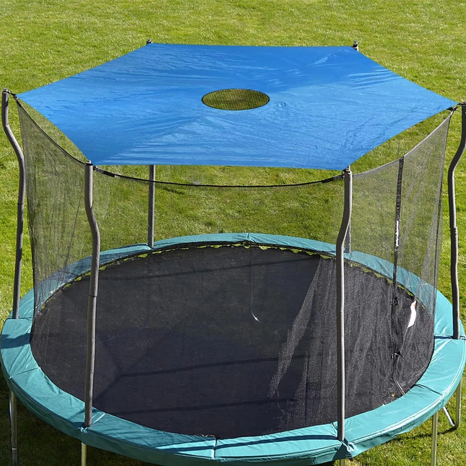 Trampoline Awning 14 Feet 6 Poles Sunshade Easy To Install Protective Trampoline Shade Accessories For Outdoor Backyard