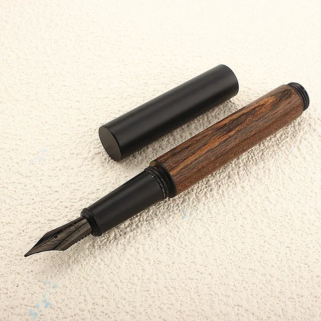 Mini penna corta in metallo Penna stilografica portatile fatta a mano in legno per scrittura Penna tascabile per ufficio aziendale Forniture di cancelleria per studenti scolastici 6
