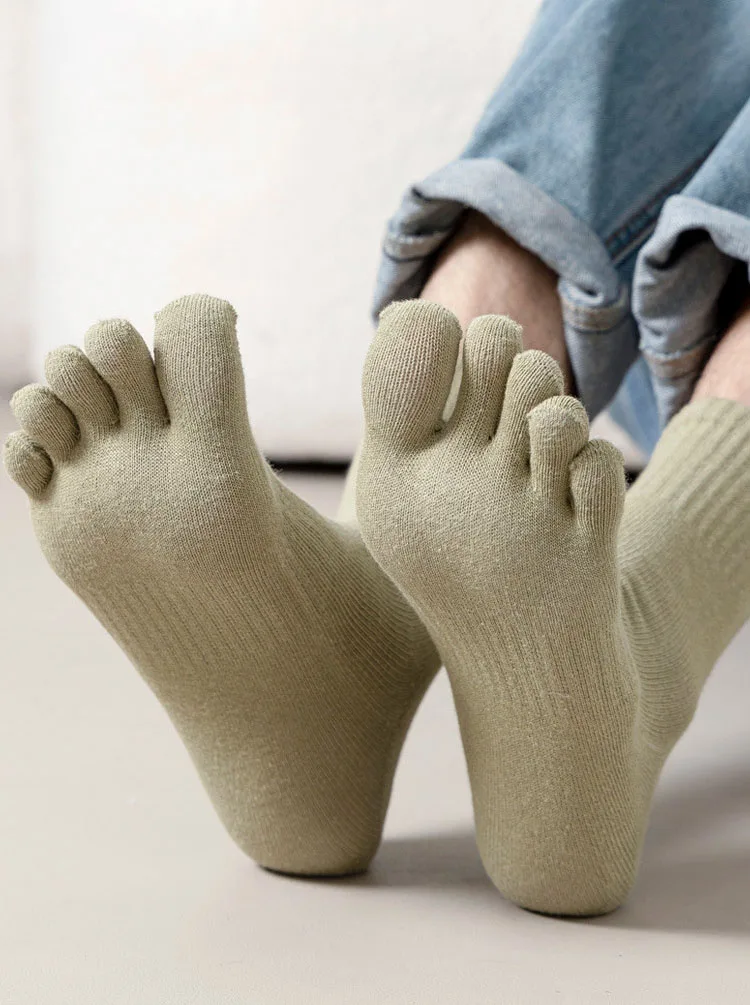 sports socks cotton socks middle tube socks breathable socks business socks Five Finger Socks Split Toe Men's Mid tube Toe Socks Sweat-absorbing Five Finger Breathable Business Cotton Office