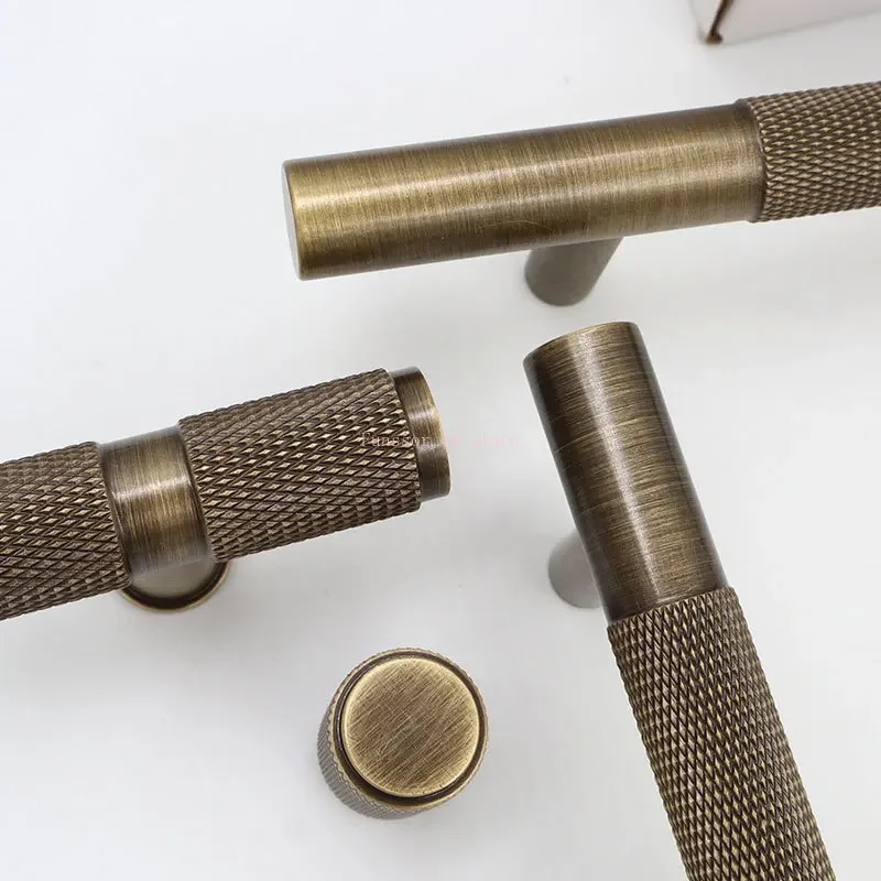 Solid Bronze Brass Knurled Handle Drawer Door Handle Cabinet Knobs furniture handles,kitchen door handles
