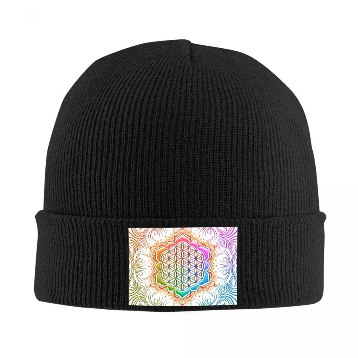 

Flower Of Life Lotus Bonnet Hat Knitted Hat Men Women Cool Unisex Adult Sacred Geometry Mandala Winter Warm Beanies Cap