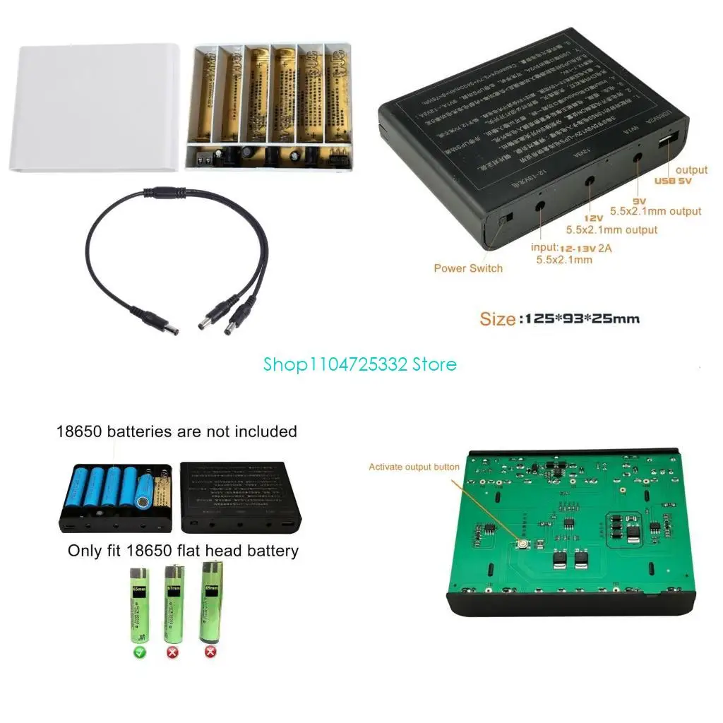 P5EA 5V 9V 12V Output 6x 18650 Battery UPS Power Power Banks Boxs for ...