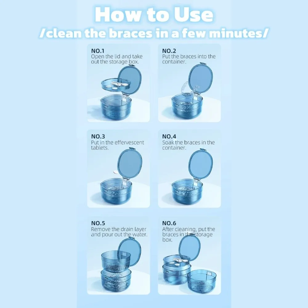 Transparent Soaking Cleaning Invisible Braces Box Large Capacity False Teeth Holder Dental Braces Box Sealed Portable