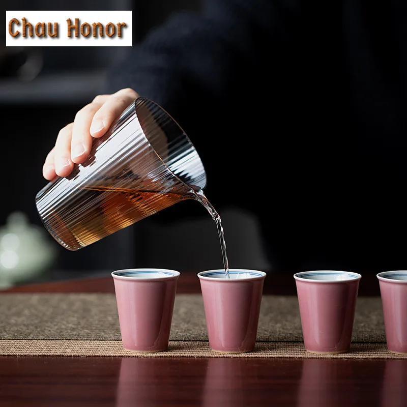 2pc/set 45ml Boutique Cowpea Red Ceramic Tea Cups Household Sample Small Tea Cup Retro Master Cups Porcelain Kung Fu Teaware Set