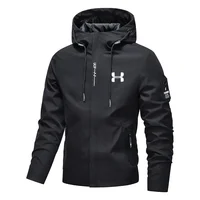 Veste à capuche streetwear pour homme printemps-automne 2026 – Nouvelle veste décontractée zippée ample pour activités de plein air, randonnée, jogging, coupe-vent 1