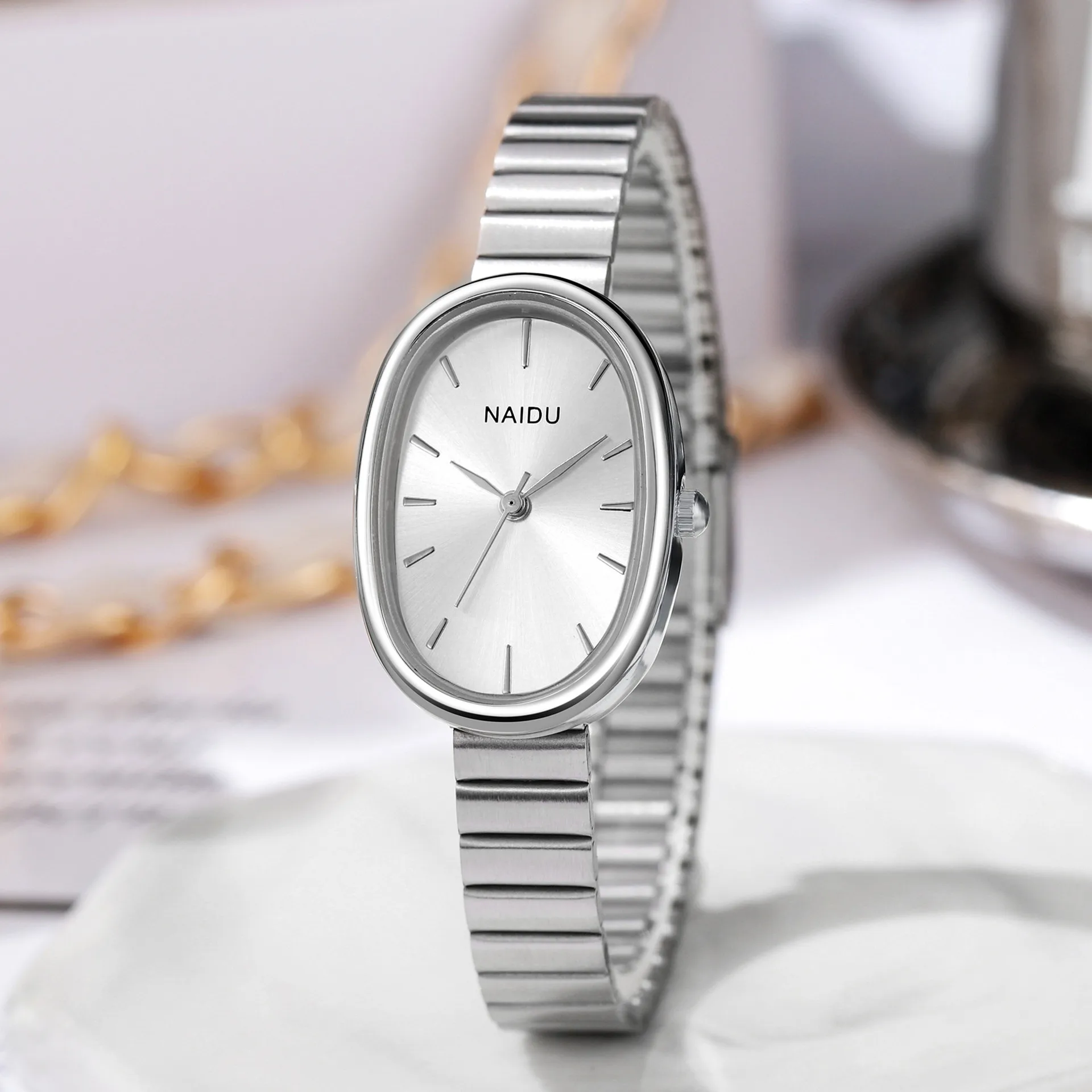 Elegant Oval Women Quartz Watch Luxury Brand Stainless Steel Band Dress Wristwatch Fashion Casual Classical Ladies Watches 5