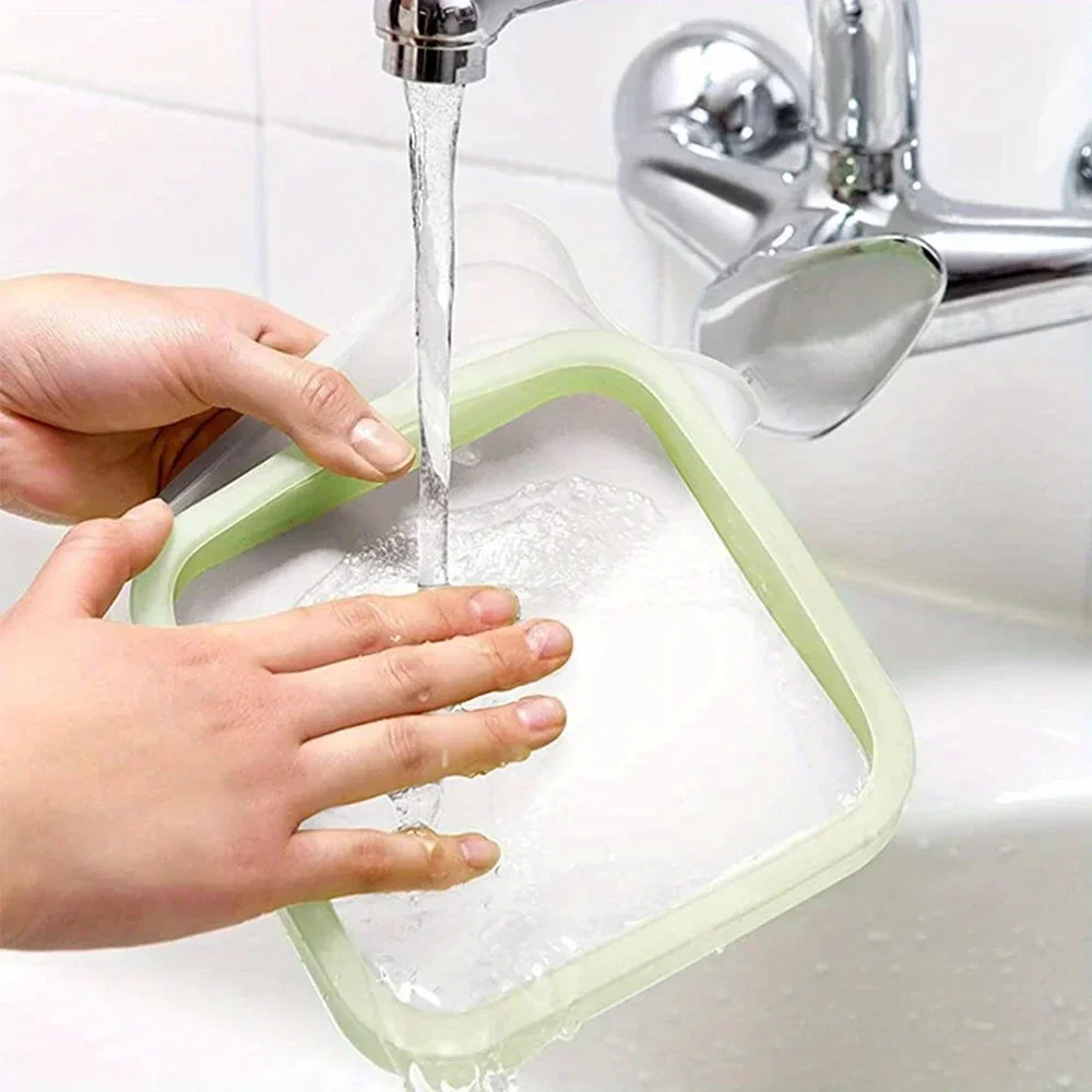 1PC Silicone Sandwich Toast Bento Box Portable with Handle Food Container Snack Lunch Box for Students And Office Workers