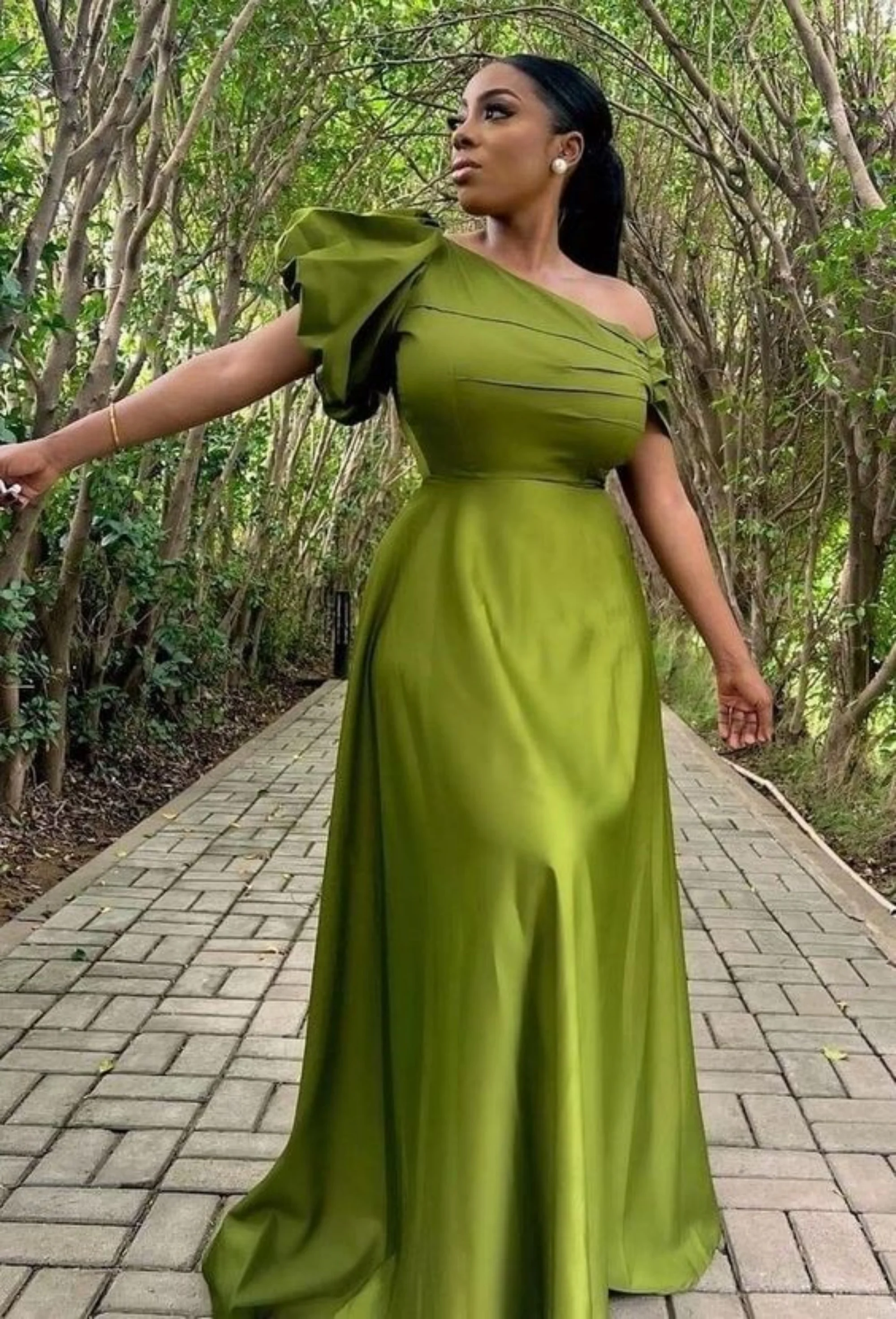 

Lime Green One Shoulder Sexy Prom Dress
