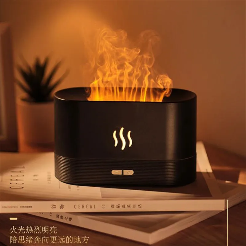Tanque de Água Umidificador para o Quarto 2 em 1 Luz da Noite com 180ml Simulação Chama Sala Estar Escritório Atmosfera Lâmpada Mesa 20 Usb 5 da noite com 180ml tanque de água