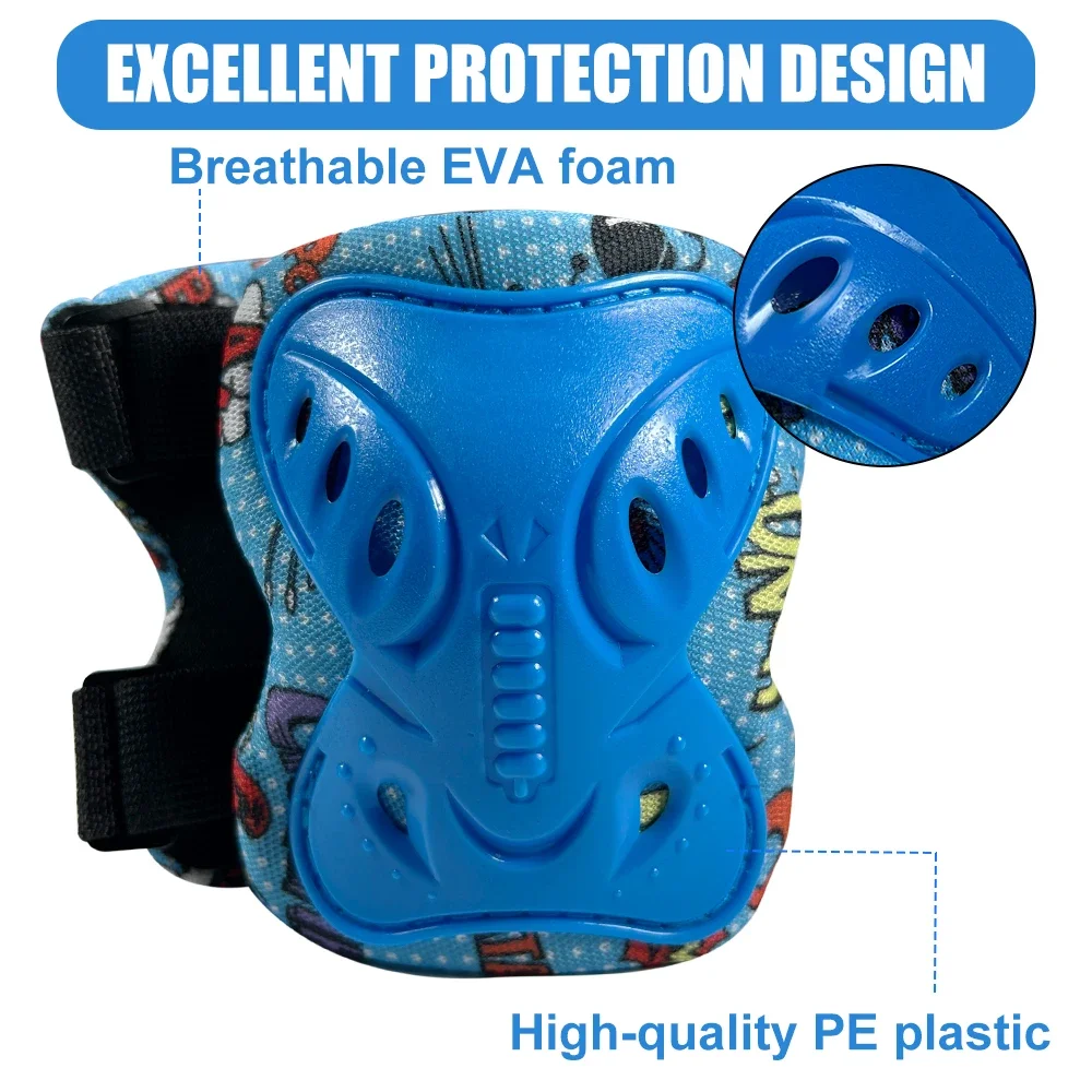 6Pcs Kids 3-12 Years Knee Elbow Pads Guards Protective Gear for