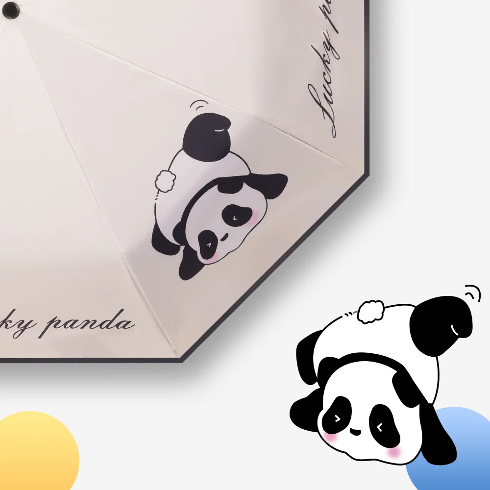 Automatic umbrella with panda pattern Rain proof Sun proof UV resistant folding umbrella Travel umbrella 1pc