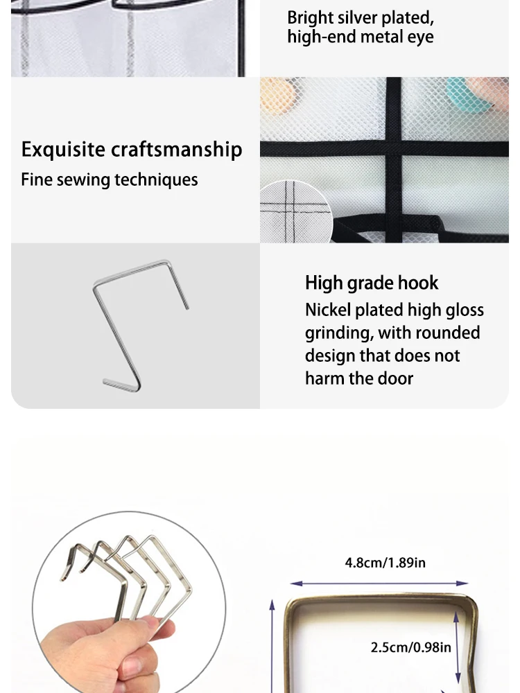 Description Picture 6 of item12 Compartments Behind The Door Shoe Storage Hanging Bag Mesh Pocket Slippers Organizing Non-woven Storage Bag G588